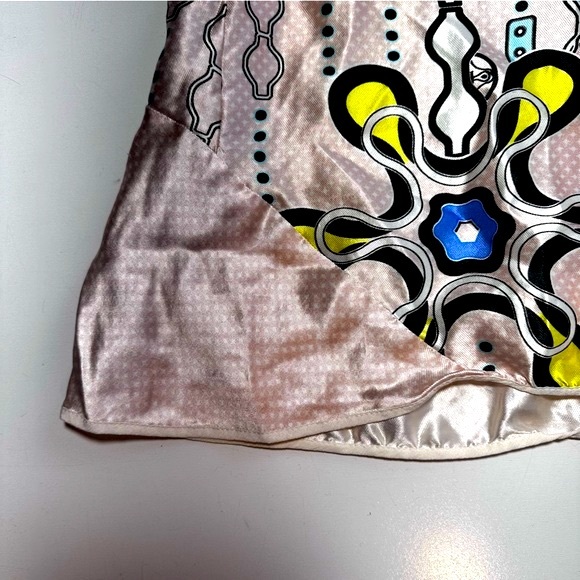 Peter Pilotto Pink Kia Blush Artsy Abstract 100% Silk Short Sleeve Shirt Size 6 - Picture 7 of 13